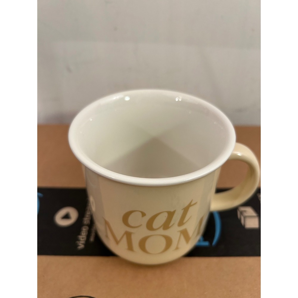 Sweet Water Decor Cat Mom Mug Cream Gold Graphic Ceramic Coffee Cup Womens
